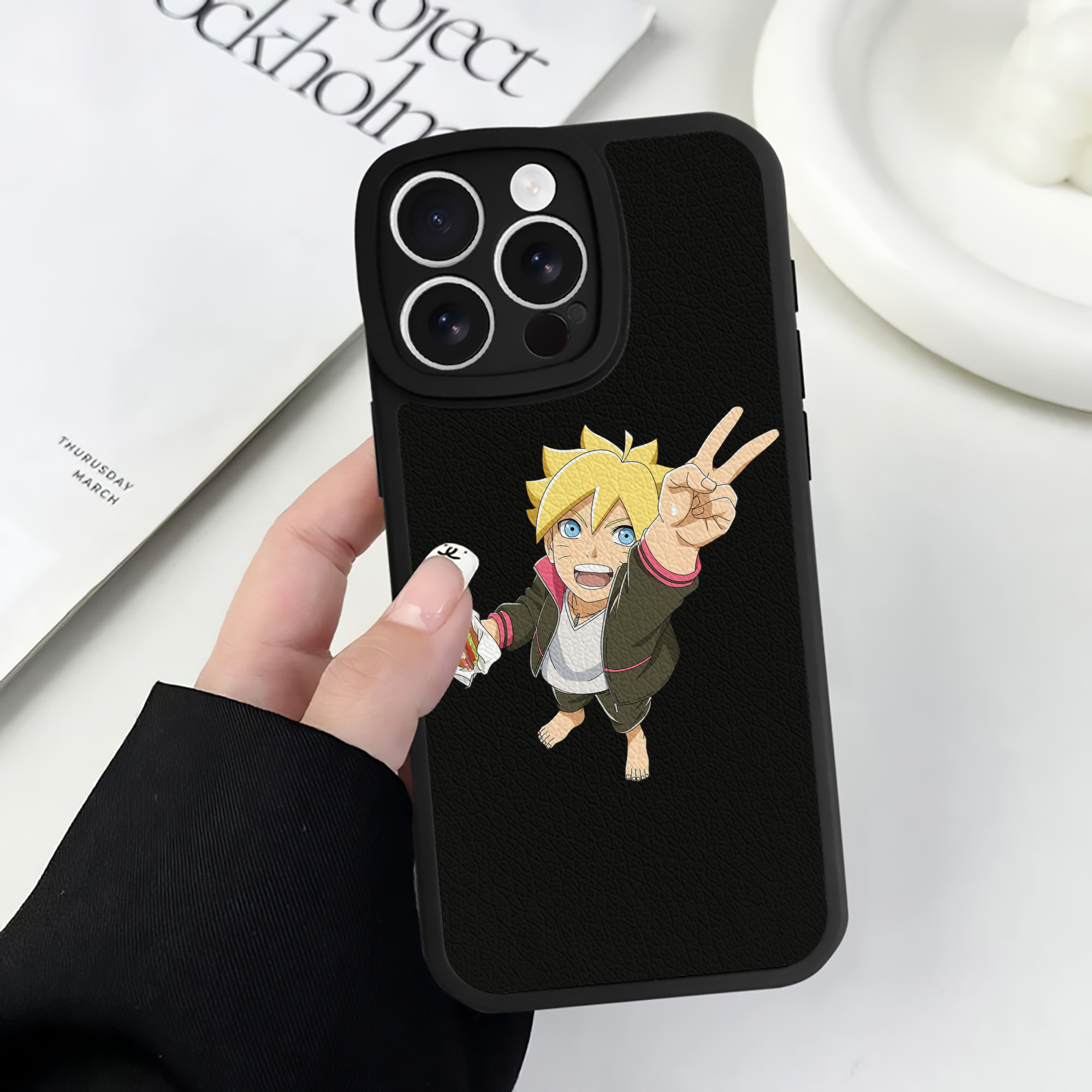 （画像用） NARUTO -ナルト- うずまき ボルト Uzumaki Boruto 【iPhone 16シリーズ対応】シリコンスマホケース（レザー調） 材質：シリコン